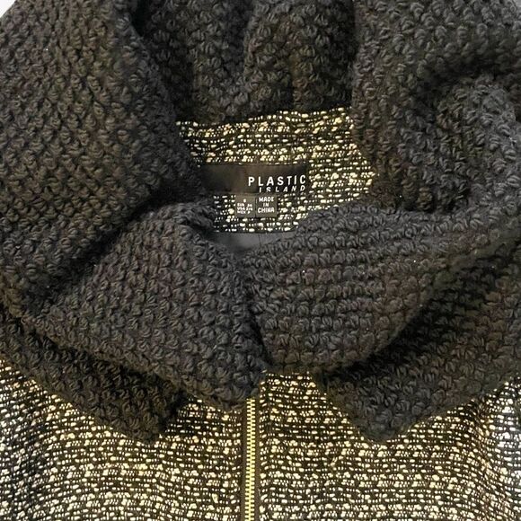 PLASTIC ISLAND Lambswool Blend Cropped Jacket & Emphasized Oversized Collar |S| - Picture 3 of 9